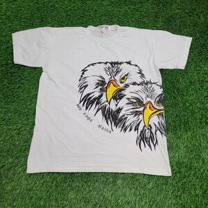 Vintage 90s Alaska Bald Eagle Shirt Large 23x27 White Artwork